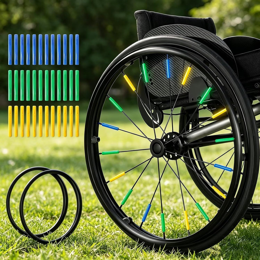 24inch Silicone Wheelchair Push Rim Covers, Non-Slip Wear-Resistant Hand Push Cover, Wheelchair Handrim Covers, Wheelchair Rear Wheel Cover for Improve Grip and Traction