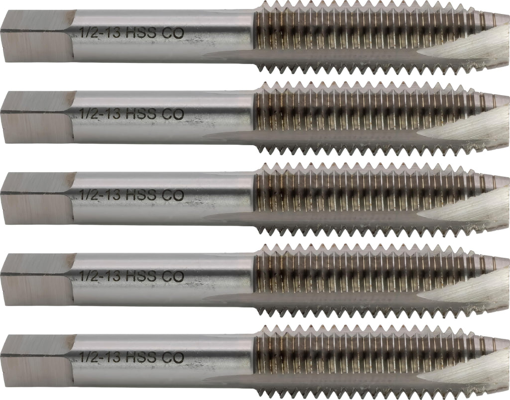 CME Cobalt Spiral Point Plug Taps, 1/2"-13 UNC, H3, 3 Fl, 5 pcs