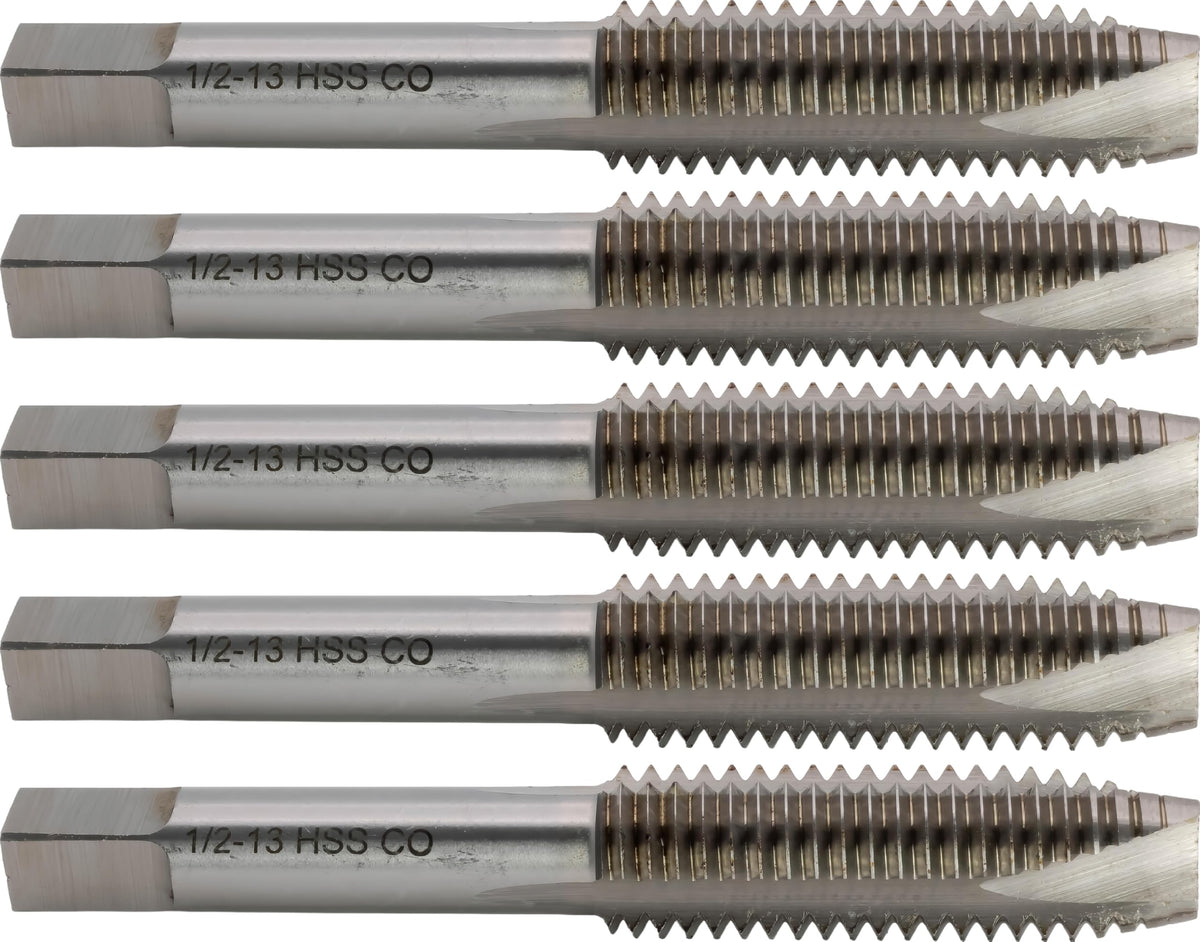 CME Cobalt Spiral Point Plug Taps, 1/2"-13 UNC, H3, 3 Fl, 5 pcs