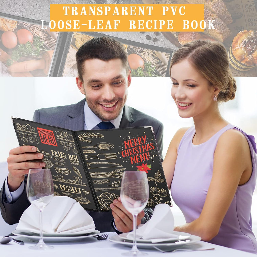 20 Pcs 8.5 x 11 Inch Menu Covers 4 Page 8 View Transparent Restaurant Covers Book Fits A4 Size Paper, Bar Cafe Clear