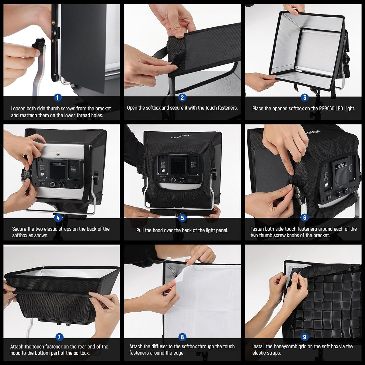 Upgraded Softbox Diffuser for NL660 RGB660 PRO II LED Light, NS4S | 12.6"x11.6", Foldable, Grid, Bag, Blackout Hood