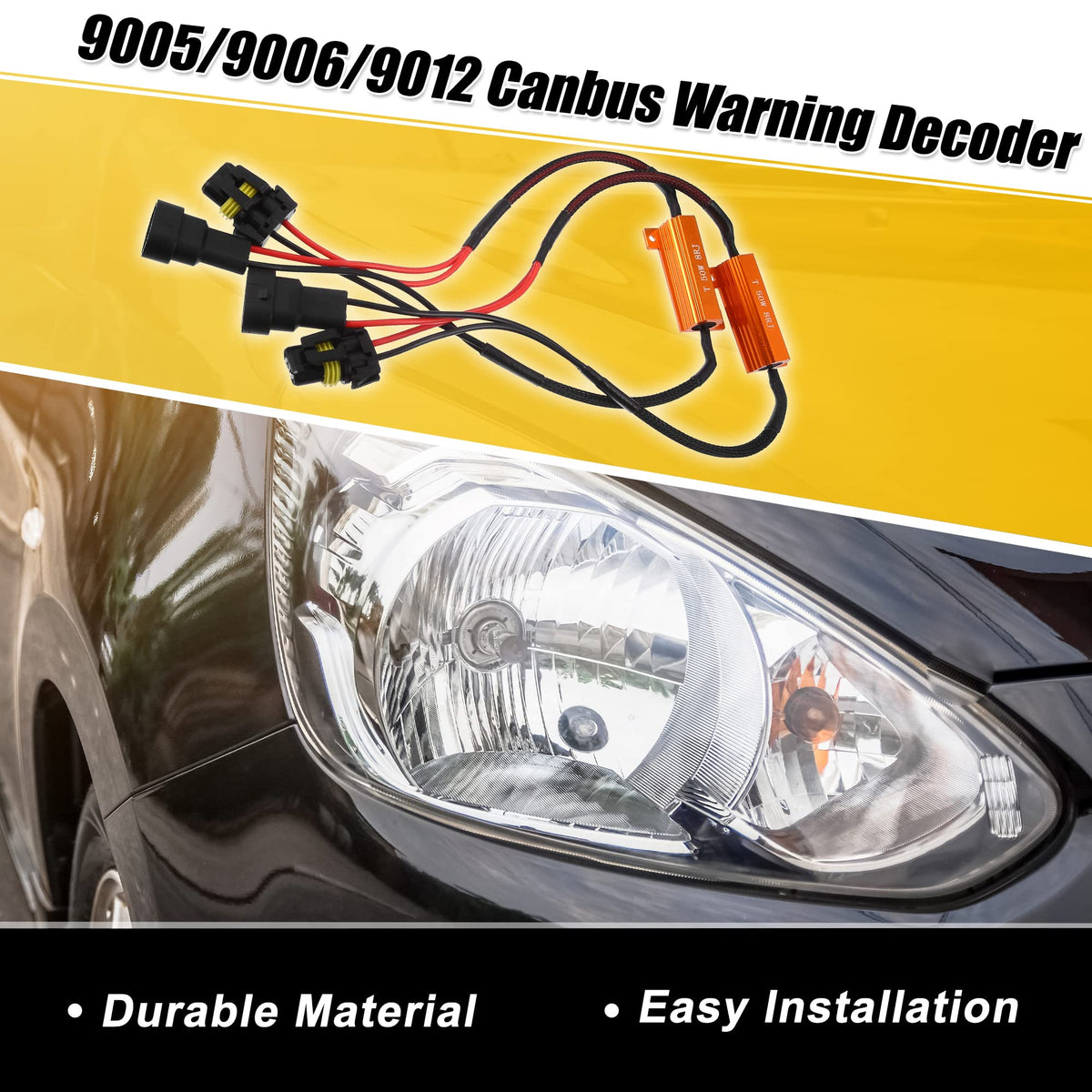 X AUTOHAUX 2pcs 9005/9006/9012 LED Car Headlight Canbus Decoder Error Free Warning Resistors Decoder Replacement Anti Flicker Resistor