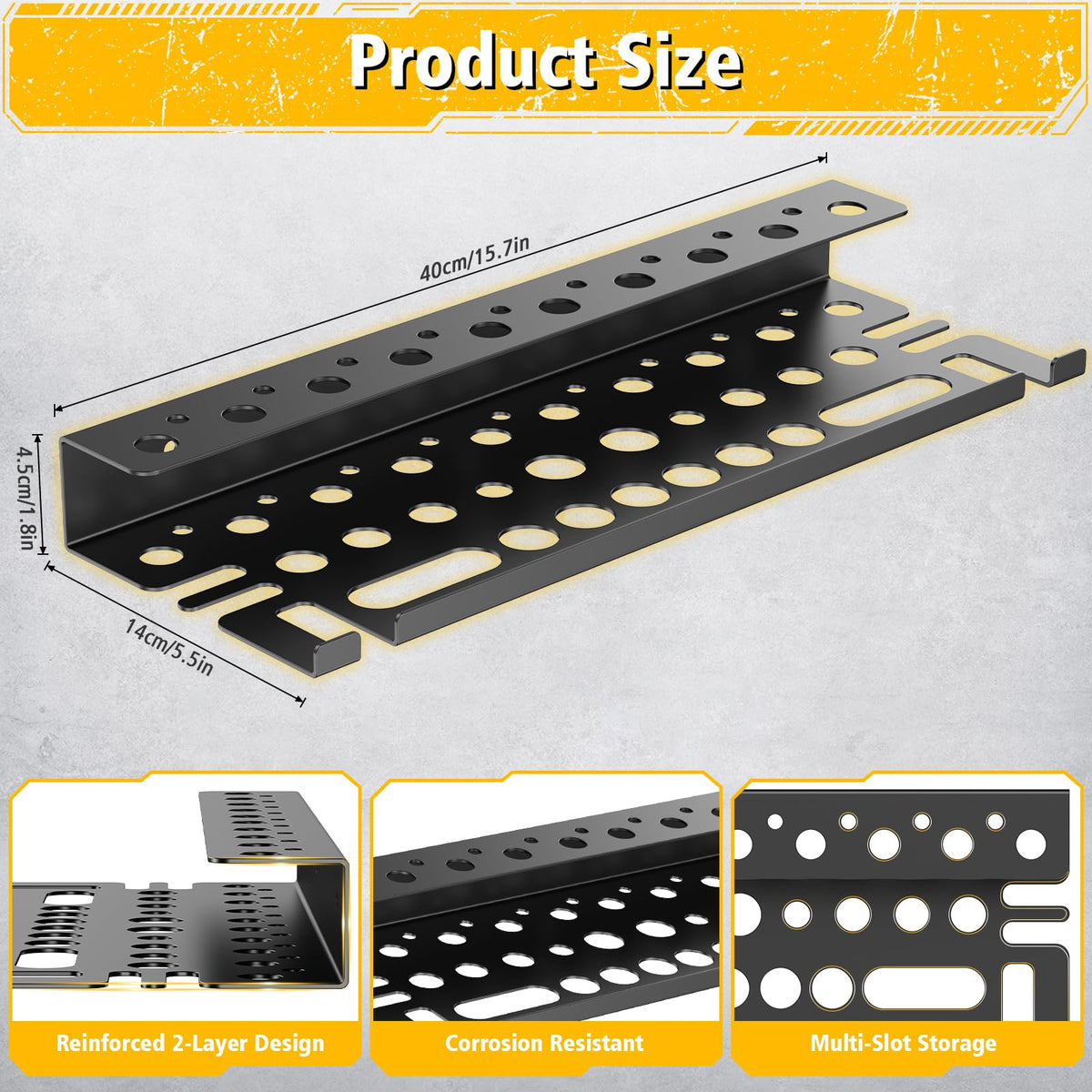 Screwdriver Organizer Wall Mount, Heavy Duty Steel, with 43 Holes