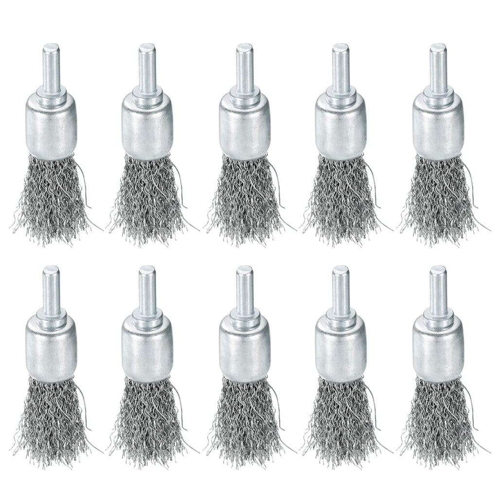 uxcell 10pcs Wire Brush for Drill 3/4" Dia. Abrasive Wire Wheel 1/4" Round Shank Stainless Steel Cup Brush Coarse Crimped Drill Attachment for Cleaning Rust Paint Abrasive