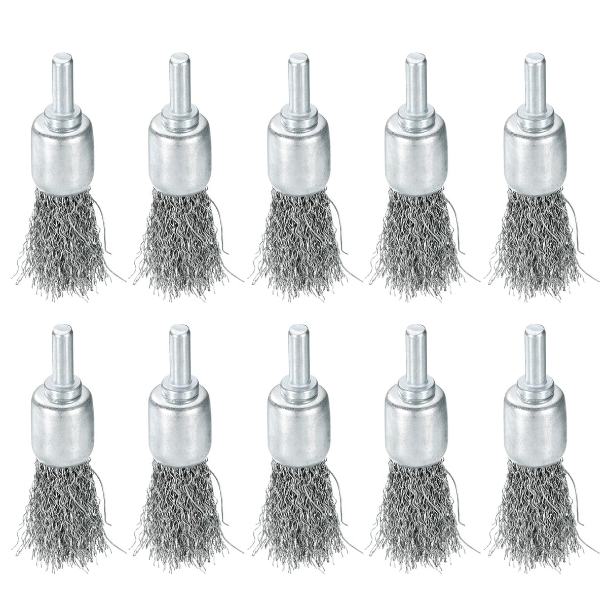 uxcell 10pcs Wire Brush for Drill 3/4" Dia. Abrasive Wire Wheel 1/4" Round Shank Stainless Steel Cup Brush Coarse Crimped Drill Attachment for Cleaning Rust Paint Abrasive