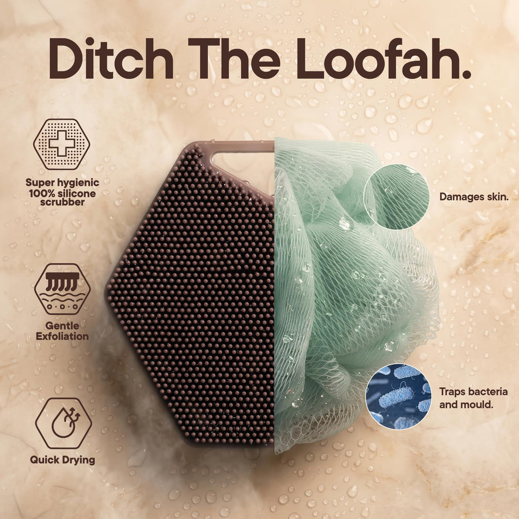 Silicone Body Scrubber 2.0, Loofah Alternative - Chocolate