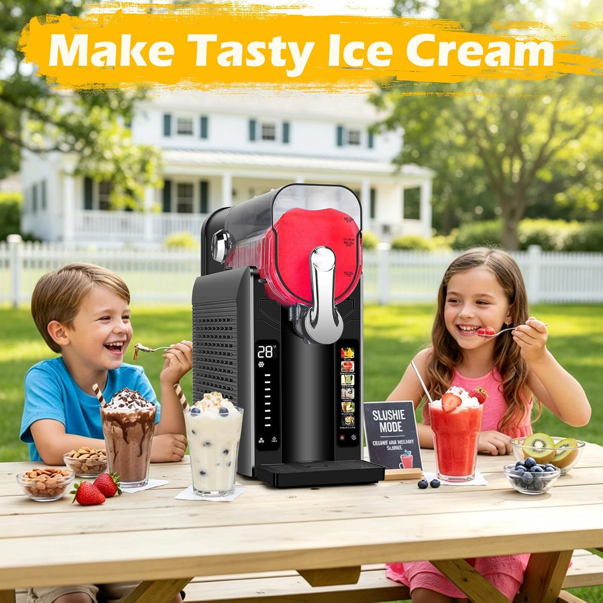 Slushie Machine for Home - 88oz Frozen Drink Maker Slushy Maker & Soft Ice Cream Maker, 6 Preset Programs| Slushie