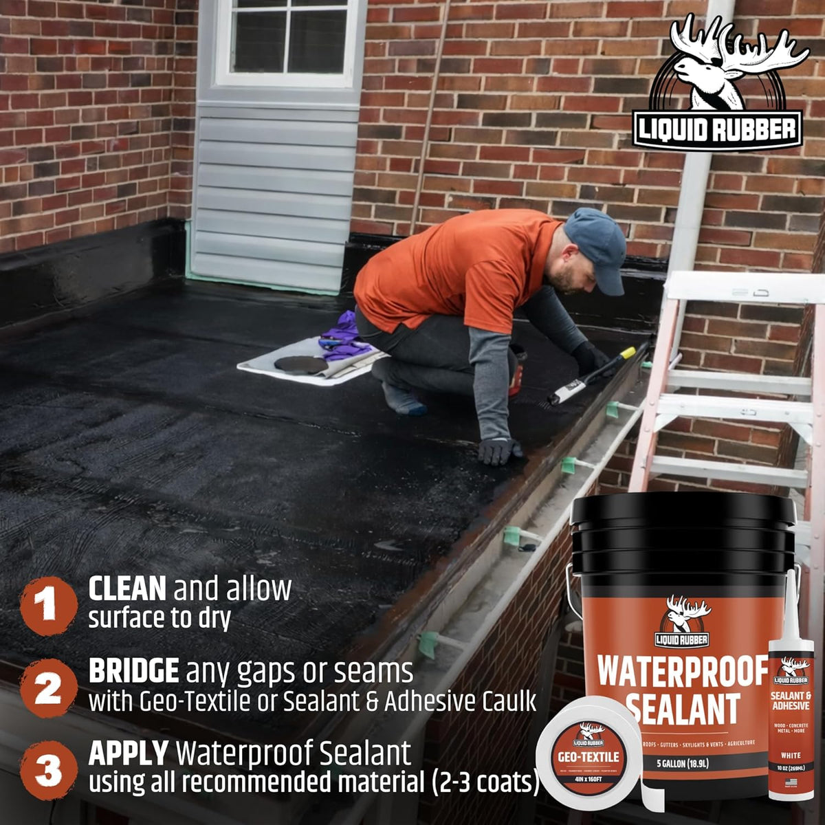 Waterproof Sealant - Roof & Gutter Coating, Black, 1 Gallon