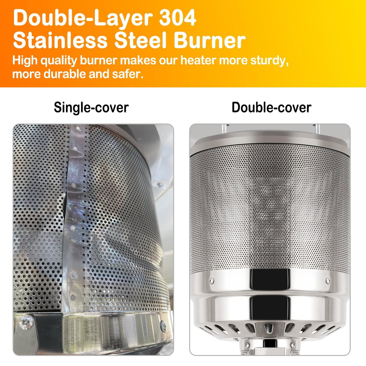 50,000 BTU Patio Heater with Sand Box, Table Design, Double-Layer Stainless Steel Burner, Wheels, Tip-over Protection