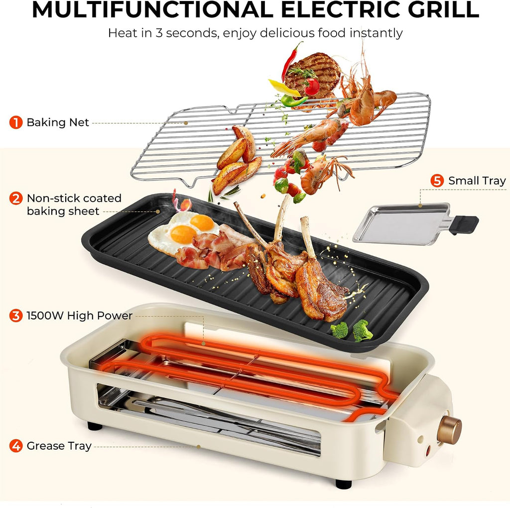 Electric Indoor Grill,2 in 1 Indoor Grills for Kitchen