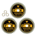 FOXBC 3 Inch Carbide Circular Saw Blade 36 Tooth for Wood, Plastic, PVC, Acrylic, Aluminum with 7/16" Arbor, 3/8" Bushing - 3 Pack