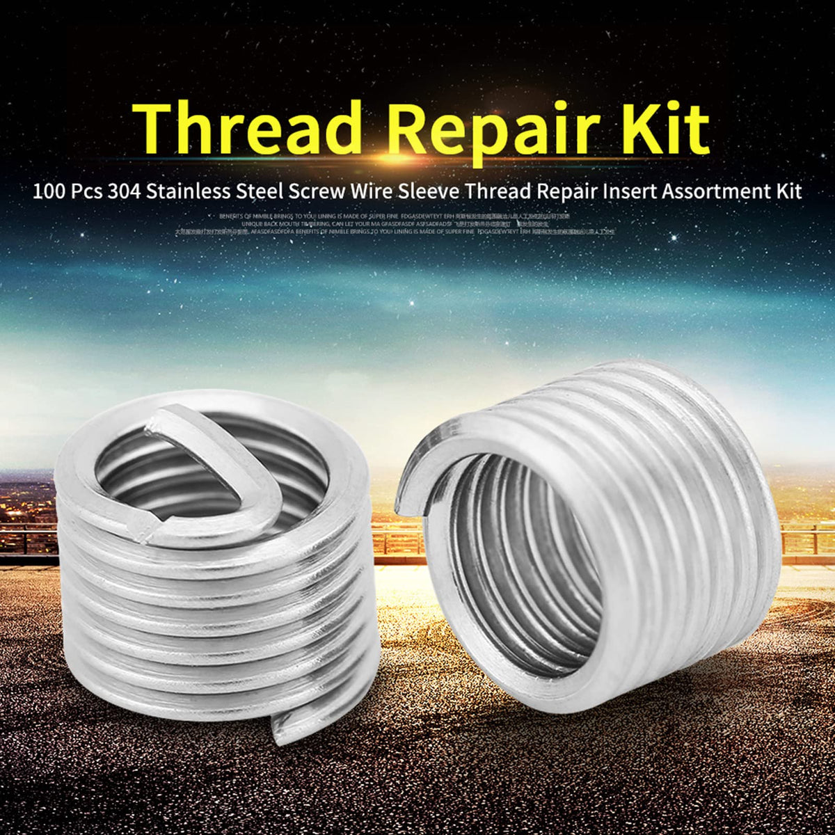 Kooingtech 100PCS Threaded Inserts M6x1mm Thread Repair Kit M6 Helicoil Kit