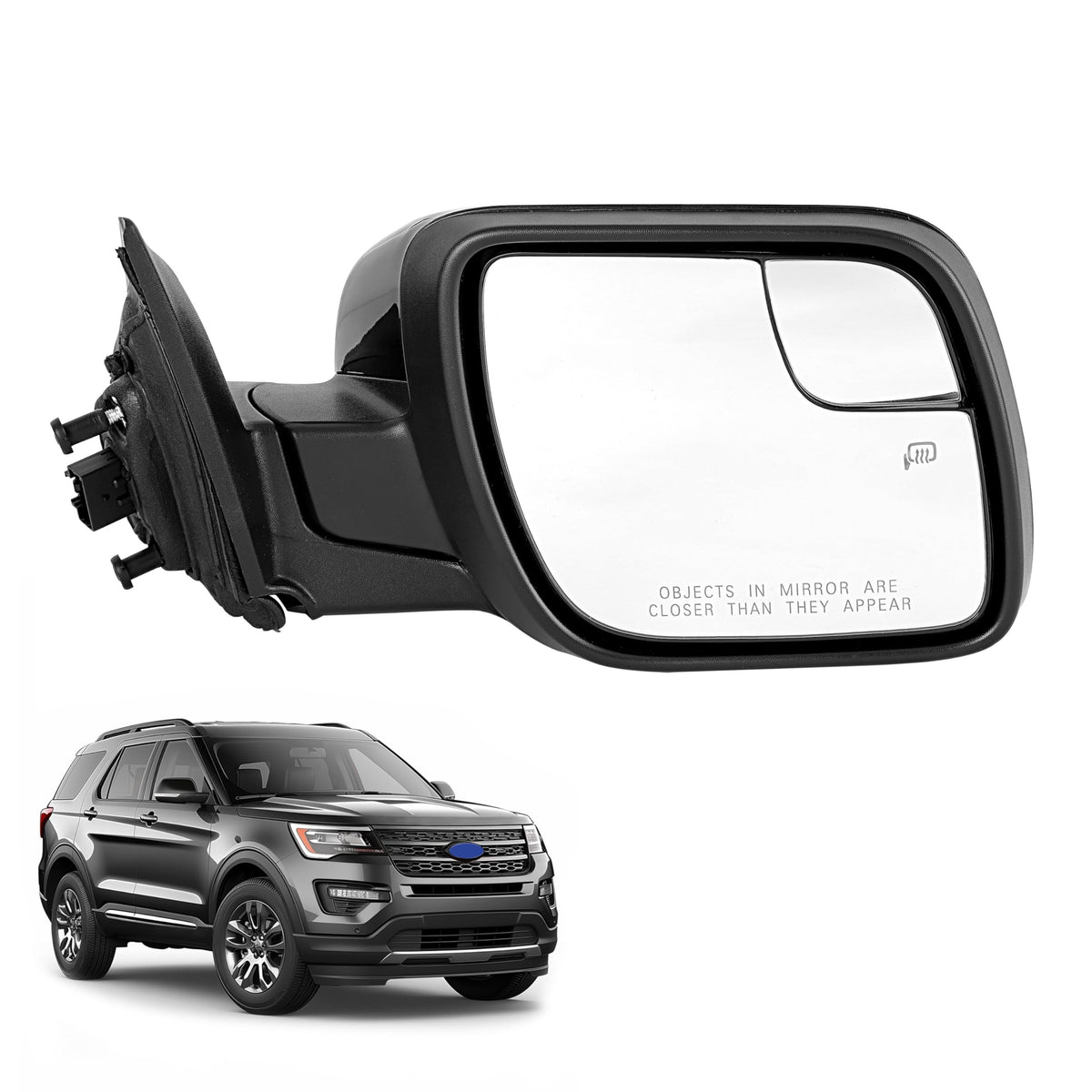 ECOTRIC Mirror w/Puddle Heated Turn Signal Light Compatible with Explorer