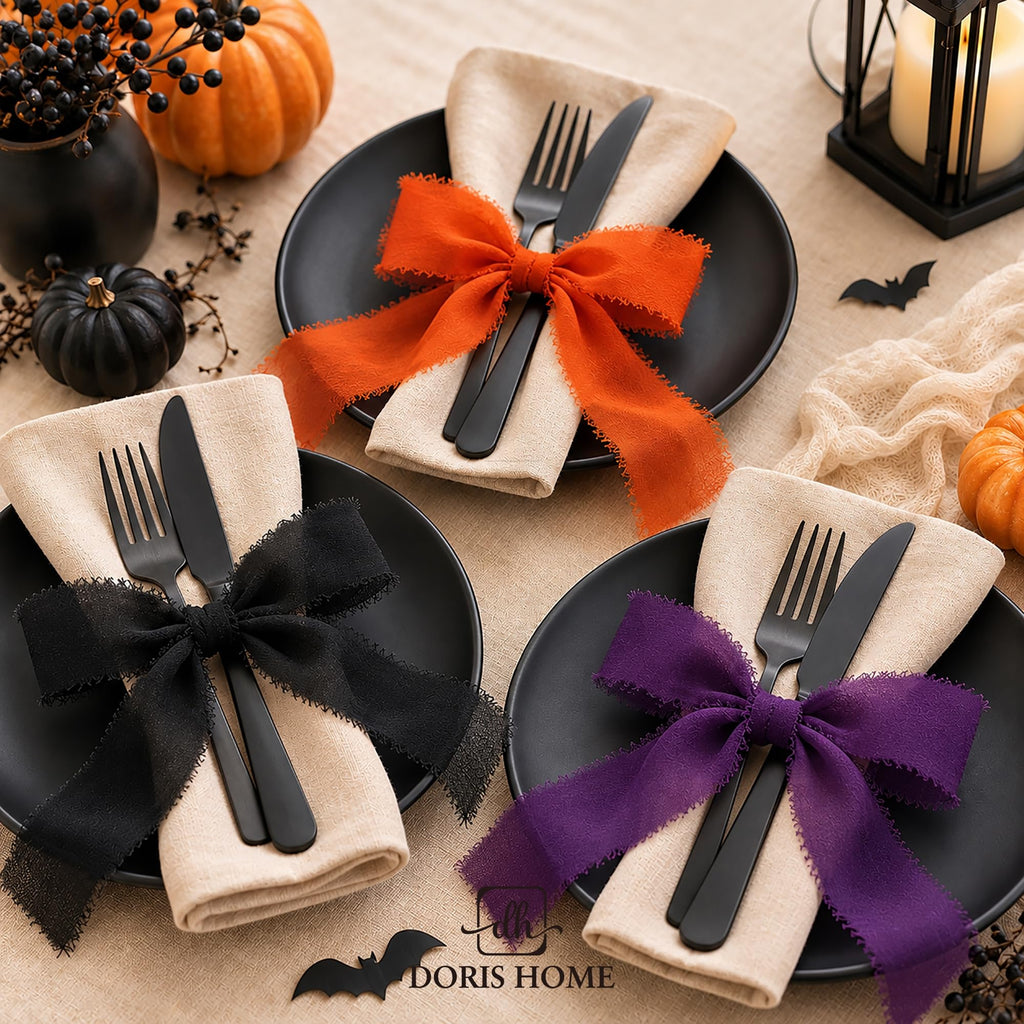 Halloween Fringe Chiffon Ribbon 1" x 21Yd Orange & Purple