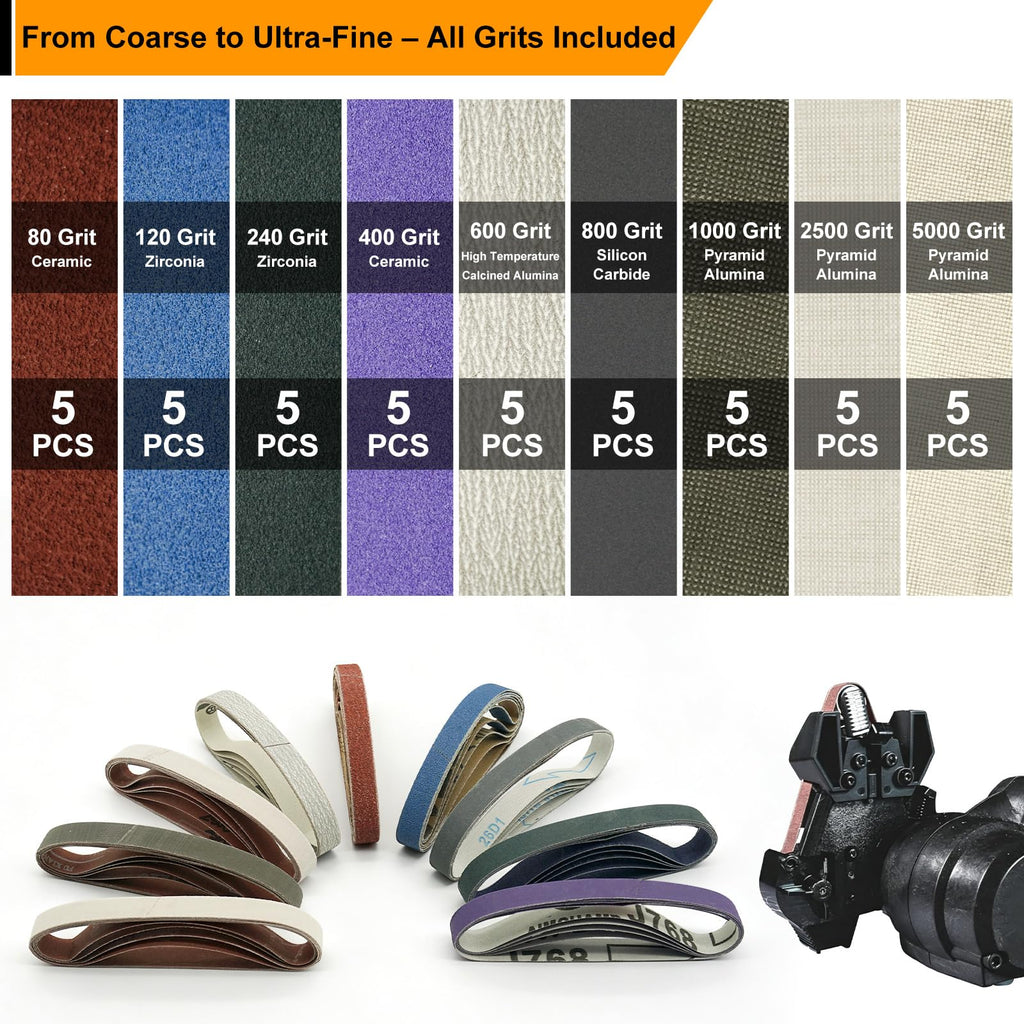 Symmu 45pcs 1/2" x 12" Replacement Sanding Belt Kit for Knife Sharpener