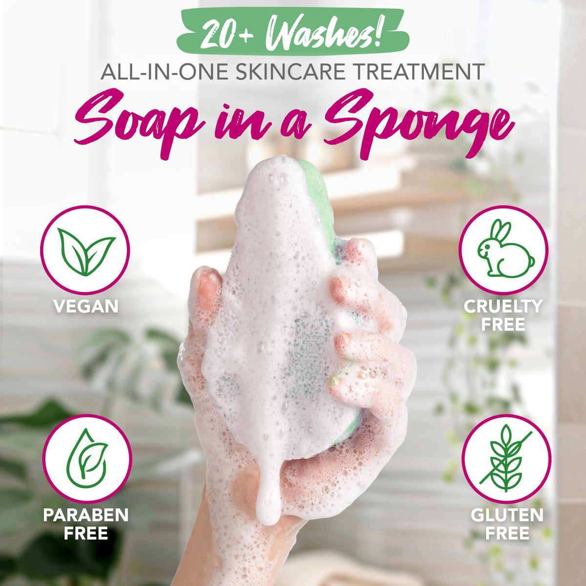 Anti Cellulite Body Wash in a 20+ Wash Sponge, Fresh Aloe, 3 Count