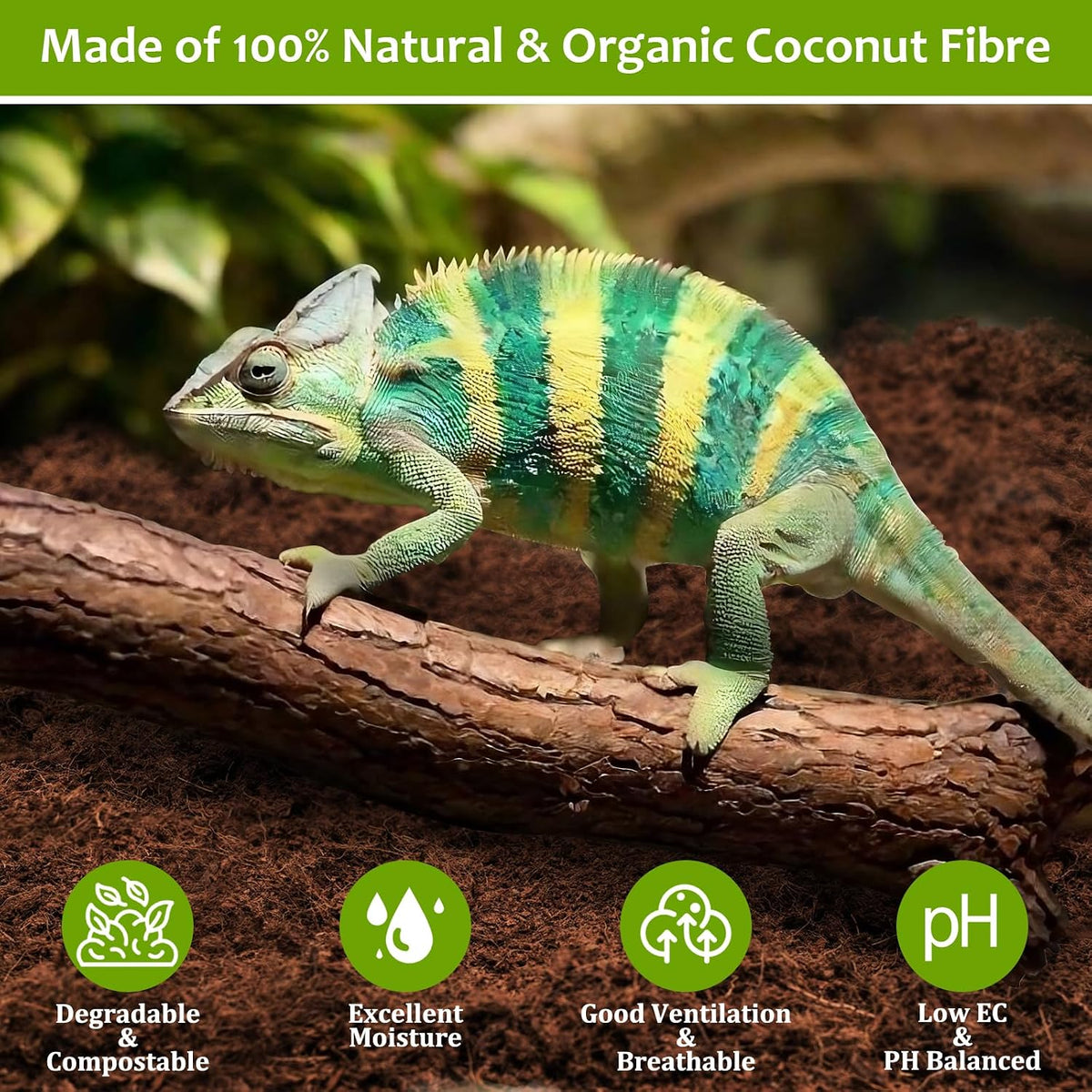 4 Pack Natural Coconut Fiber Substrate, Coco Coir Reptile Bedding