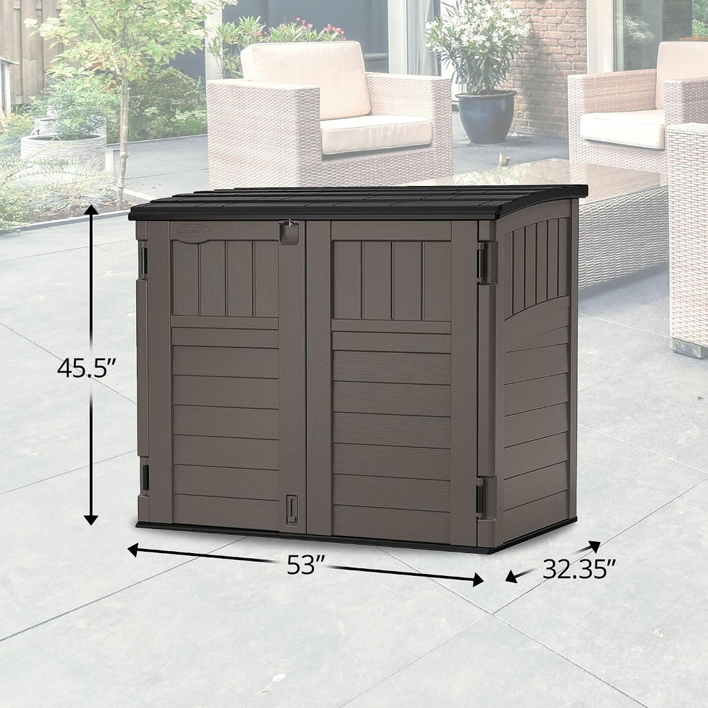 34 Cu Ft Horizontal Storage Shed, Resin, Lockable, Stoney Black