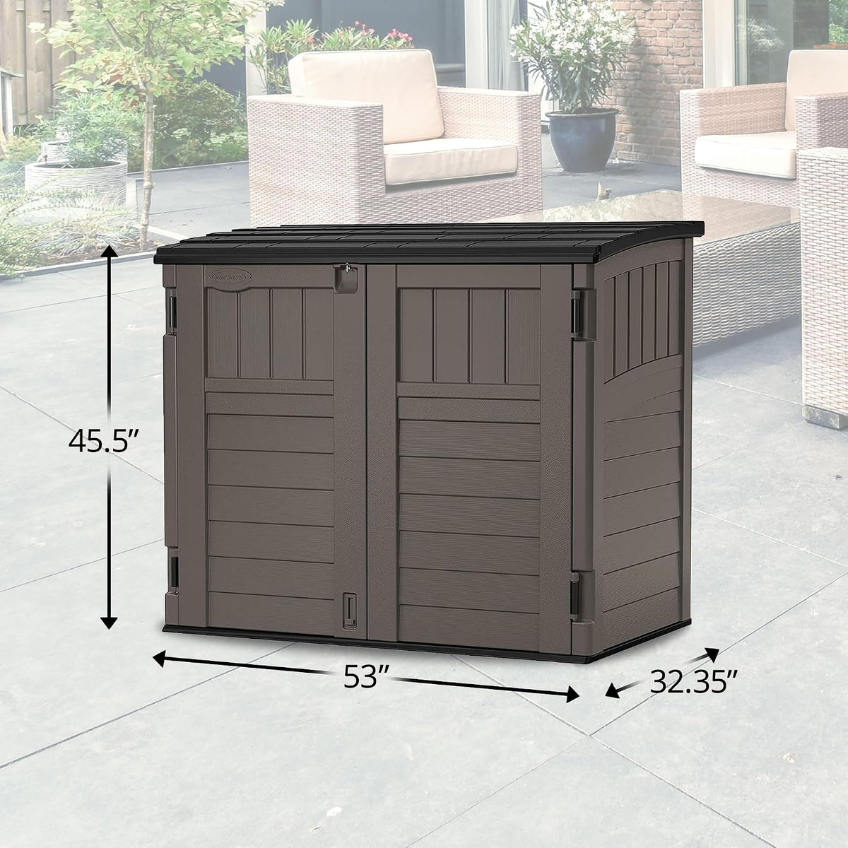 34 Cu Ft Horizontal Storage Shed, Resin, Lockable, Stoney Black