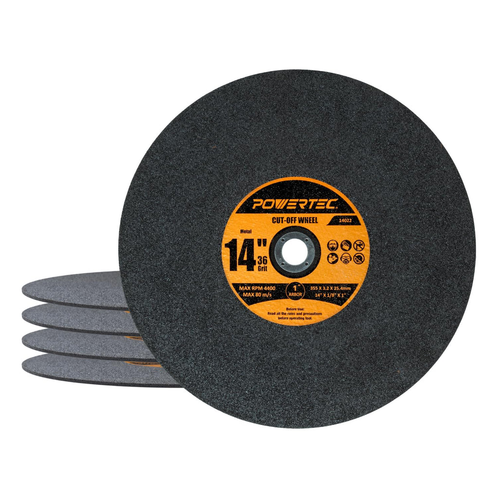 POWERTEC Chop Saw Blade, 14" Metal Cut-Off Wheel, 5 Pack (14022)