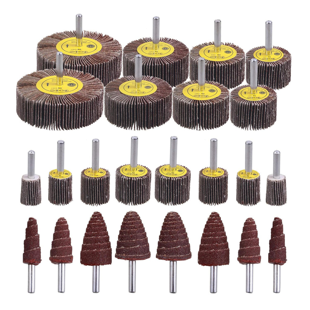 24 Pcs Abrasive Flap Wheel Sander Set, 80 Grit Sanding Wheel