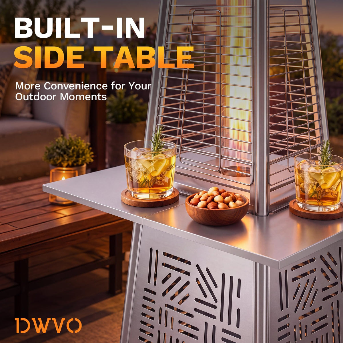 2PCS 48,000 BTU Pyramid Patio Heater w/Table,89" Propane Heater