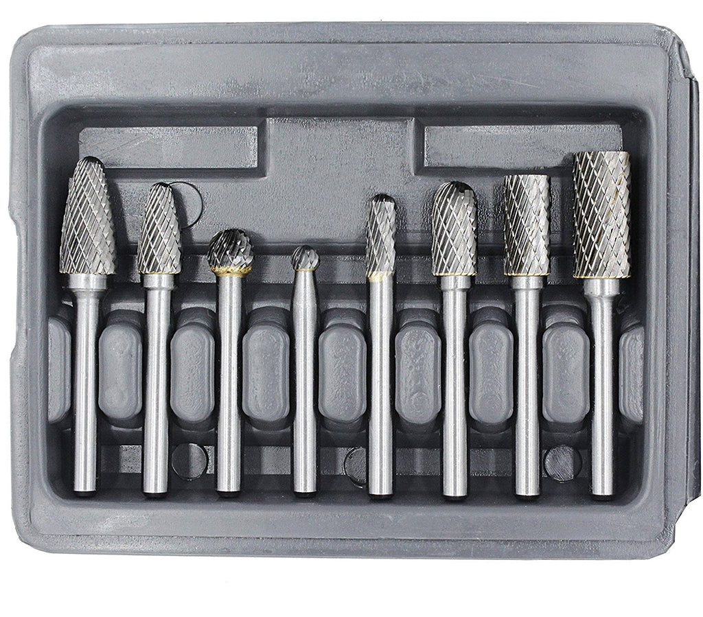 YUFUTOL Carbide Burr Set with 1/4''(6.35mm) Shank Double Cut 8pcs