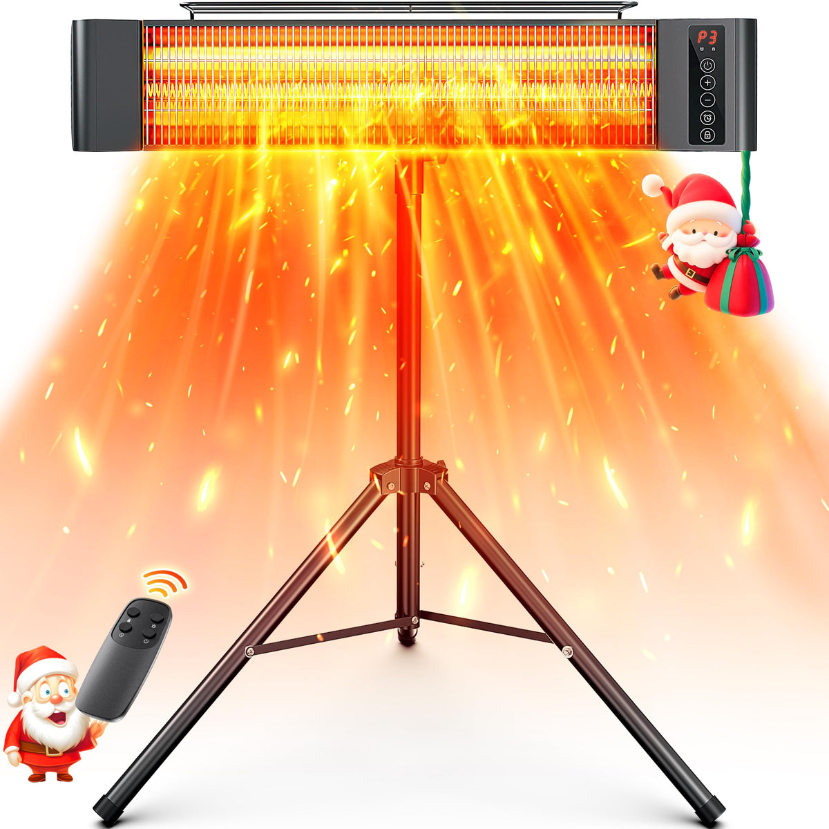 Outdoor Heaters, Electric Infrared Patio Heater with Remote and 12H Timer, IP65 Waterproof, 3 Heat Levels, Wall Mount