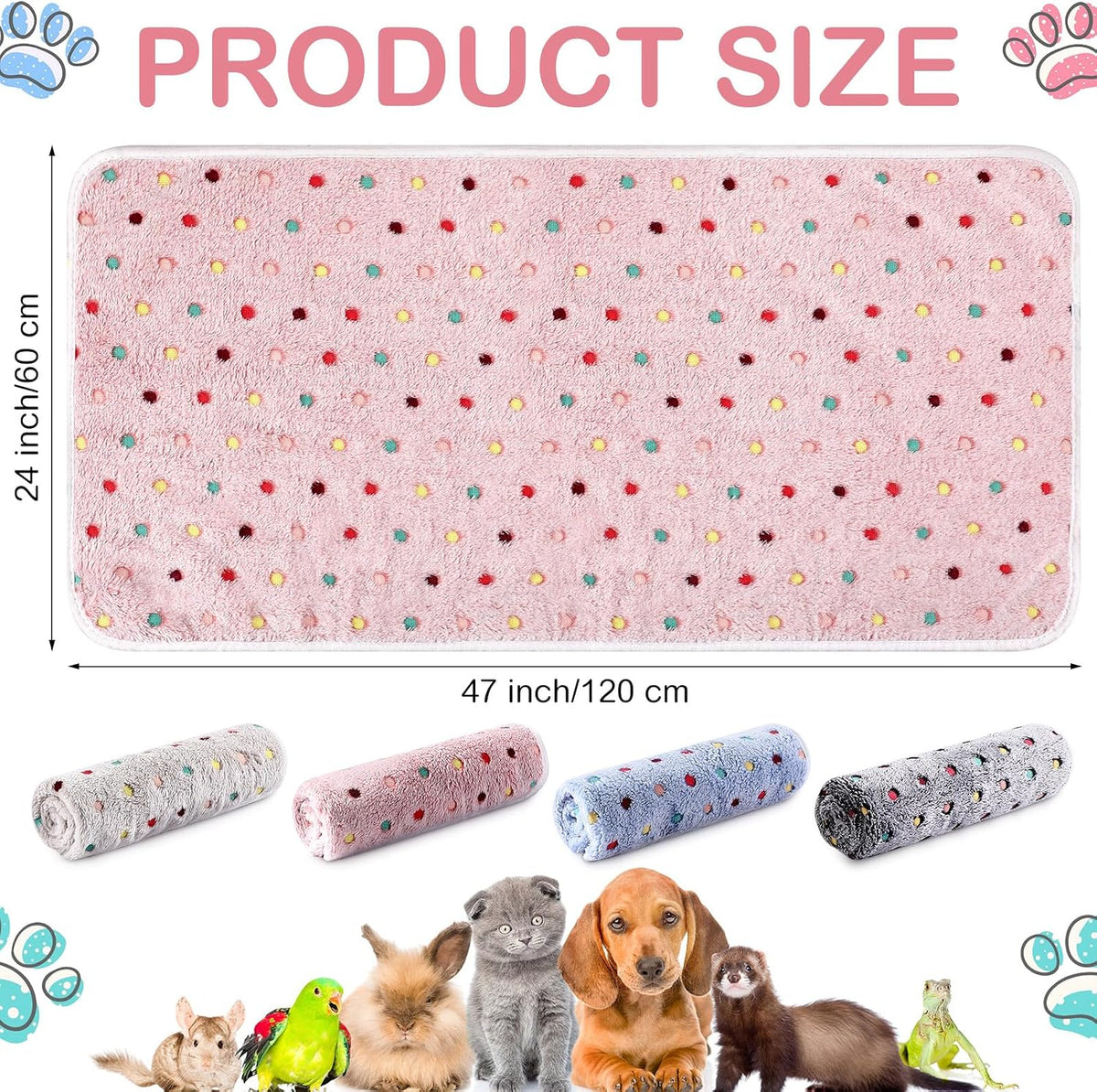 8 Pcs Guinea Pig Fleece Cage Liners, Dot, 47 x 24 Inch
