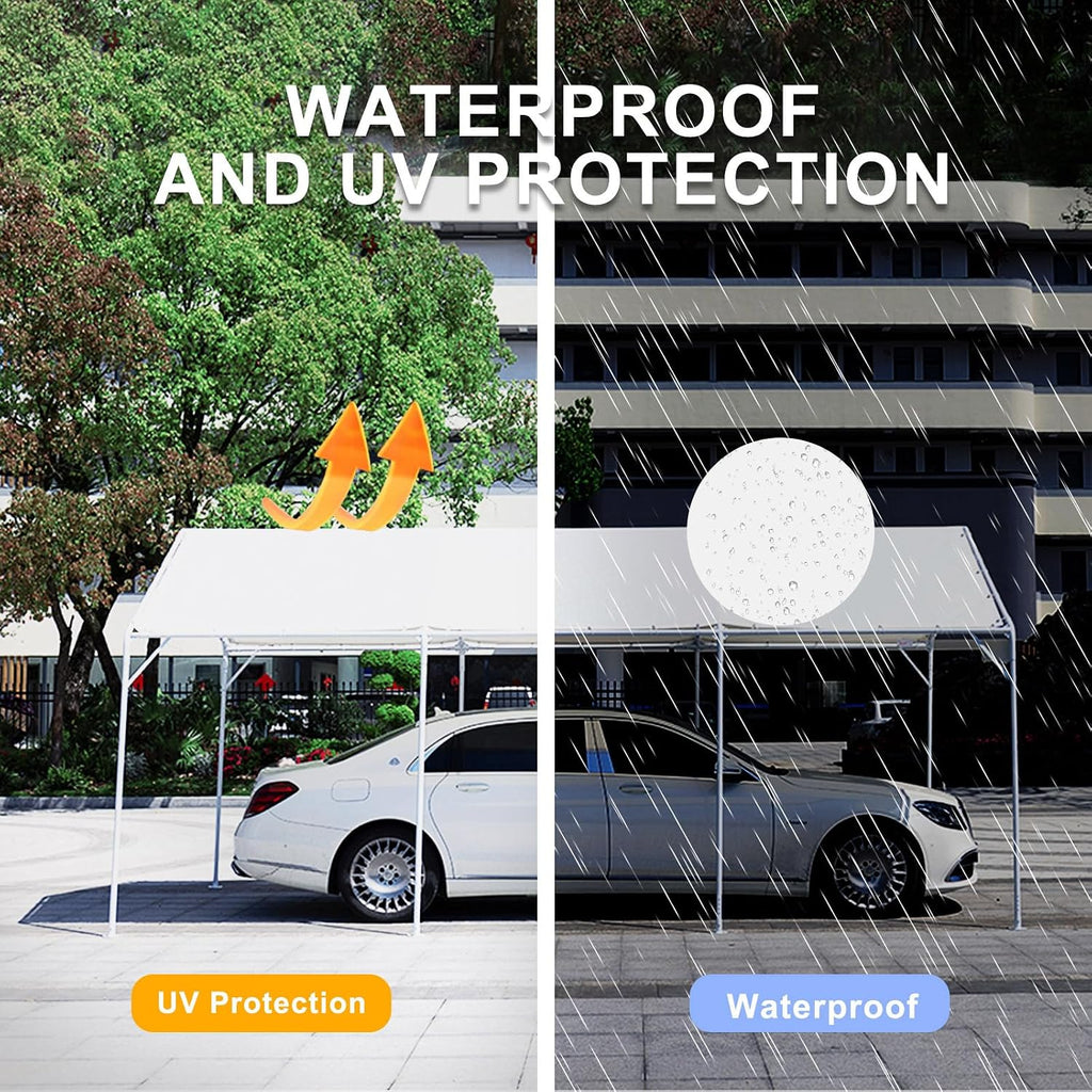 10 x 20 Ft Heavy Duty Carport Replacement Canopy Waterproof UV Protected Garage Top Shelter Tarp Tent Cover with 44