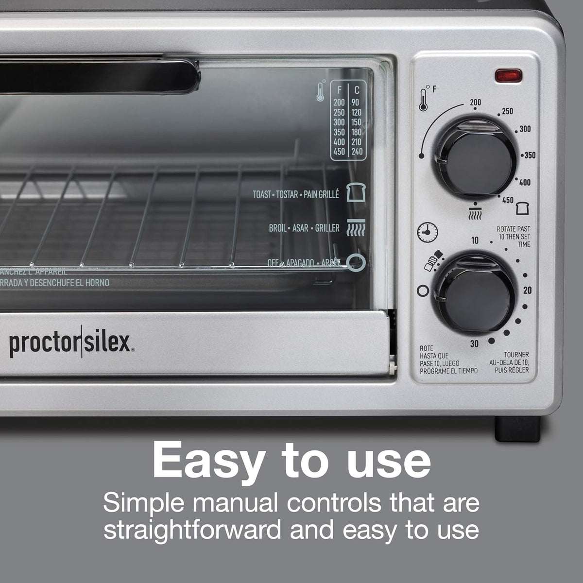 4 Slice Countertop Toaster Oven | Bake, Broil, Toast | 200-450⁰F Adjustable Temp | 30 Minute Timer | Automatic