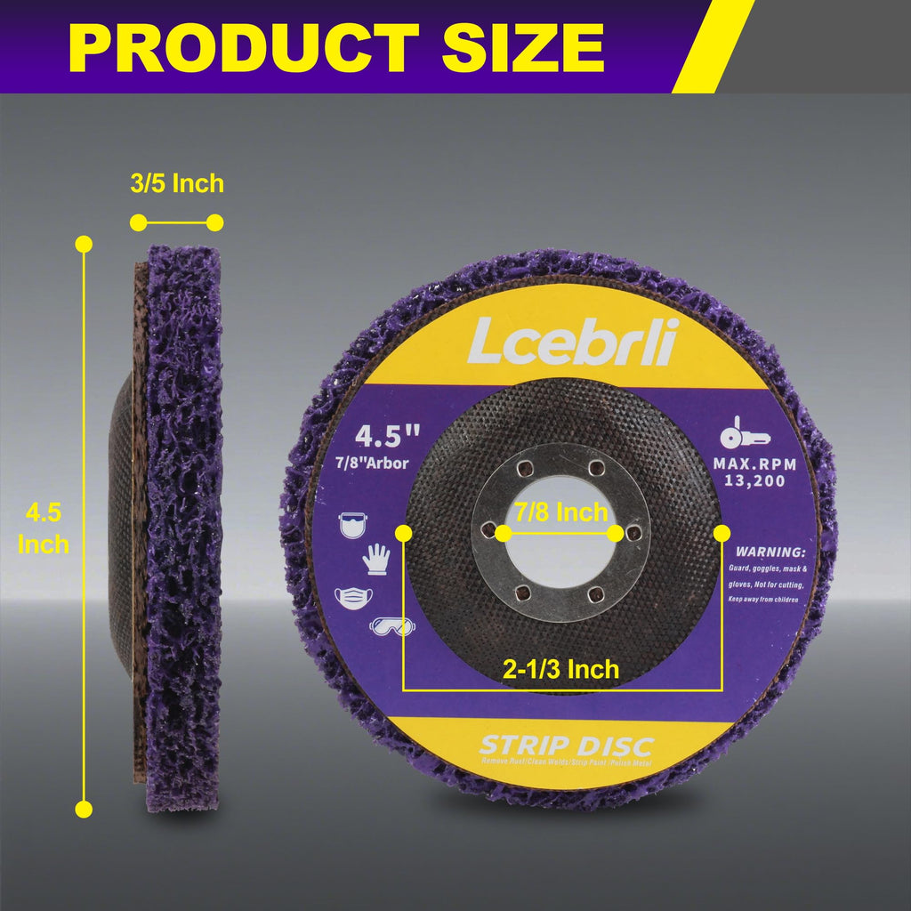 Lcebrli 5 Pack 4-1/2"x7/8" Strip Discs – Rust & Paint Remover Wheel