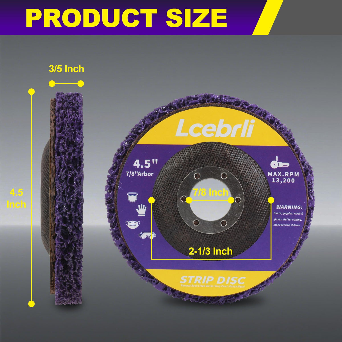 Lcebrli 5 Pack 4-1/2"x7/8" Strip Discs – Rust & Paint Remover Wheel