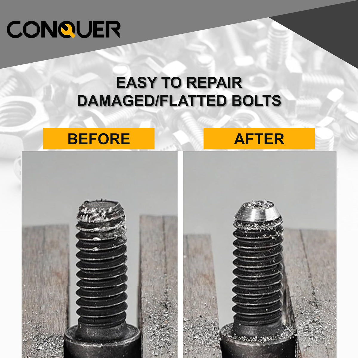 CONQUER Deburring External Chamfer Tool, All Thread Reamer, 1/8"-3/4"