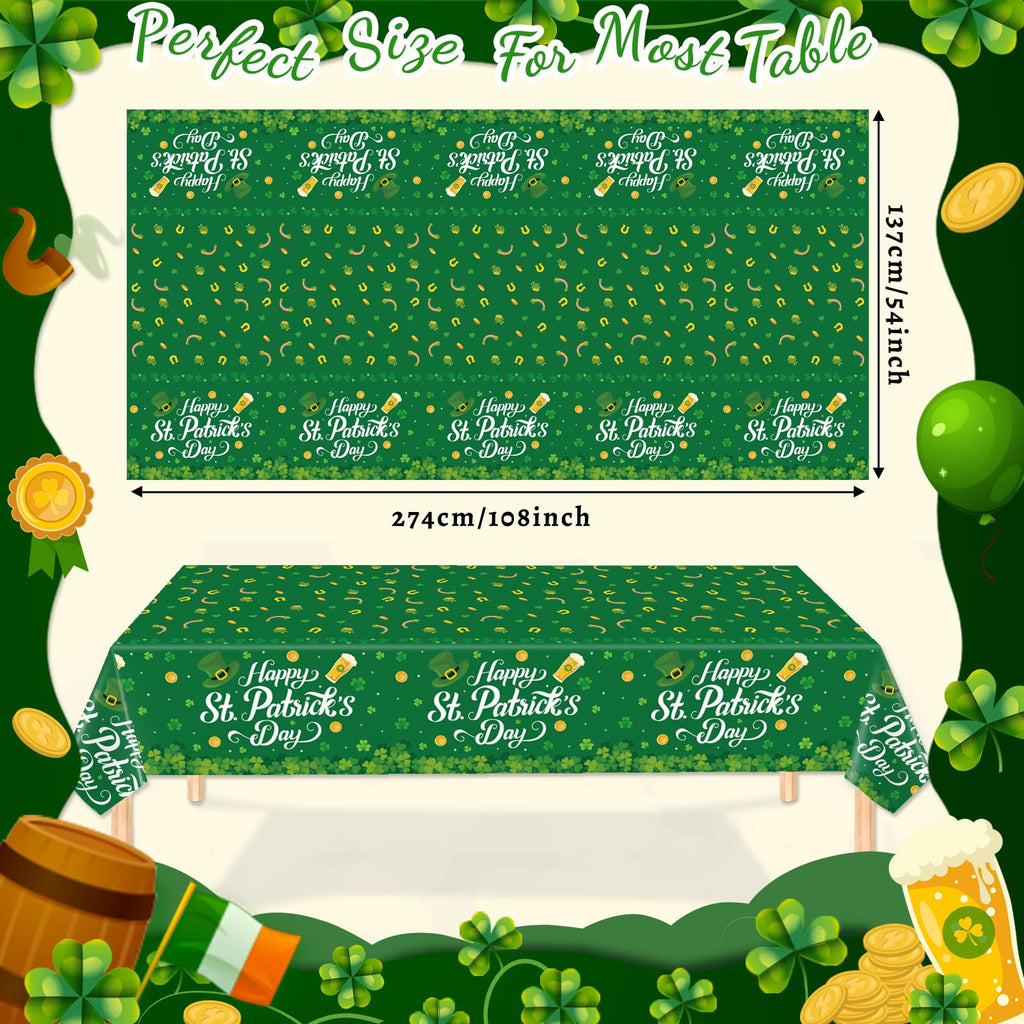 St. Patrick's Day Tablecloths, 3 Pack 54 x 108 Inch Table Covers Set