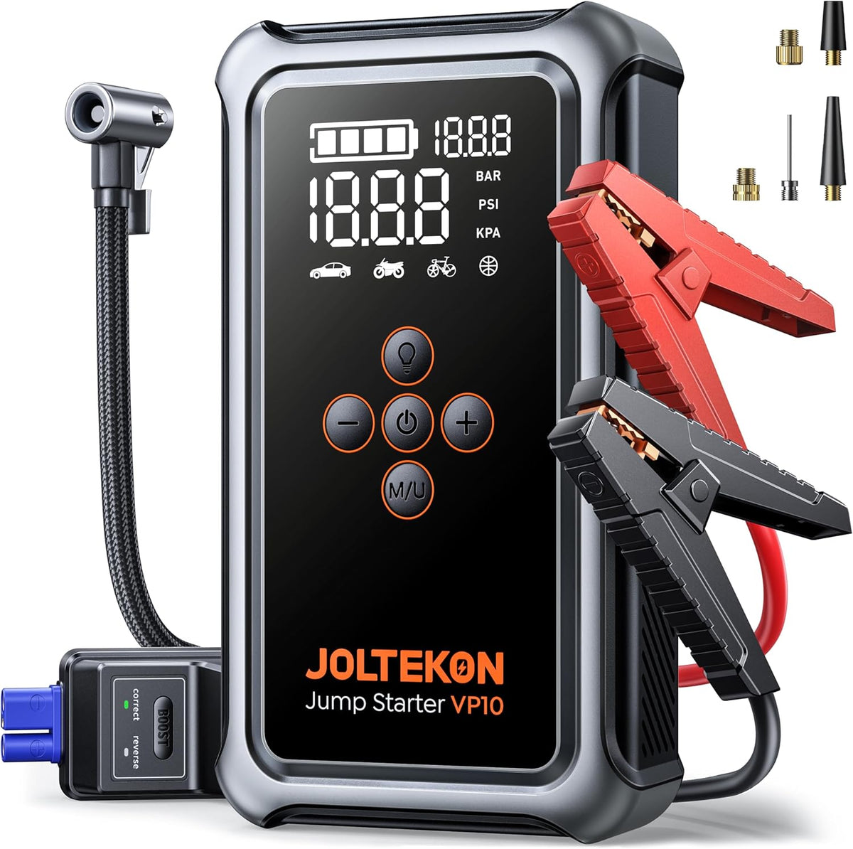 Jump Starter with Air Compressor, 5000A Portable Car Battery Jumper Starter(All Gas/10L Diesel) with 150PSI