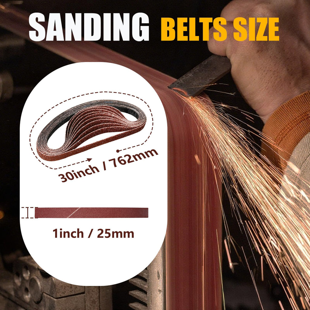 ZXOEJF 1 x 30 Inch Sanding Belts, 20 Pcs 120 Grits Sander Paper