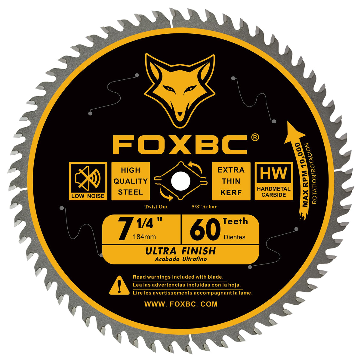 FOXBC 7-1/4 inch Circular Saw Blade 24T 40T 60 Tooth Combo Pack, Finish Wood Cutting with 5/8" Arbor, Diamond Knockout