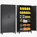78.74" Metal Garage Storage Cabinet, Lockable Tall Tool Cabinet, Black