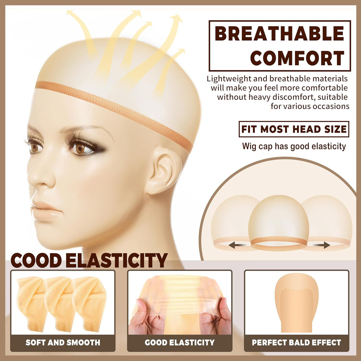 Bald Caps Halloween Makeup Latex Bald Caps for Adult Men Women Costume Accessory