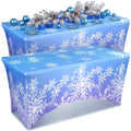 2pcs Winter Snowflake Tablecloth 6ft Blue/Purple Winter Wonderland