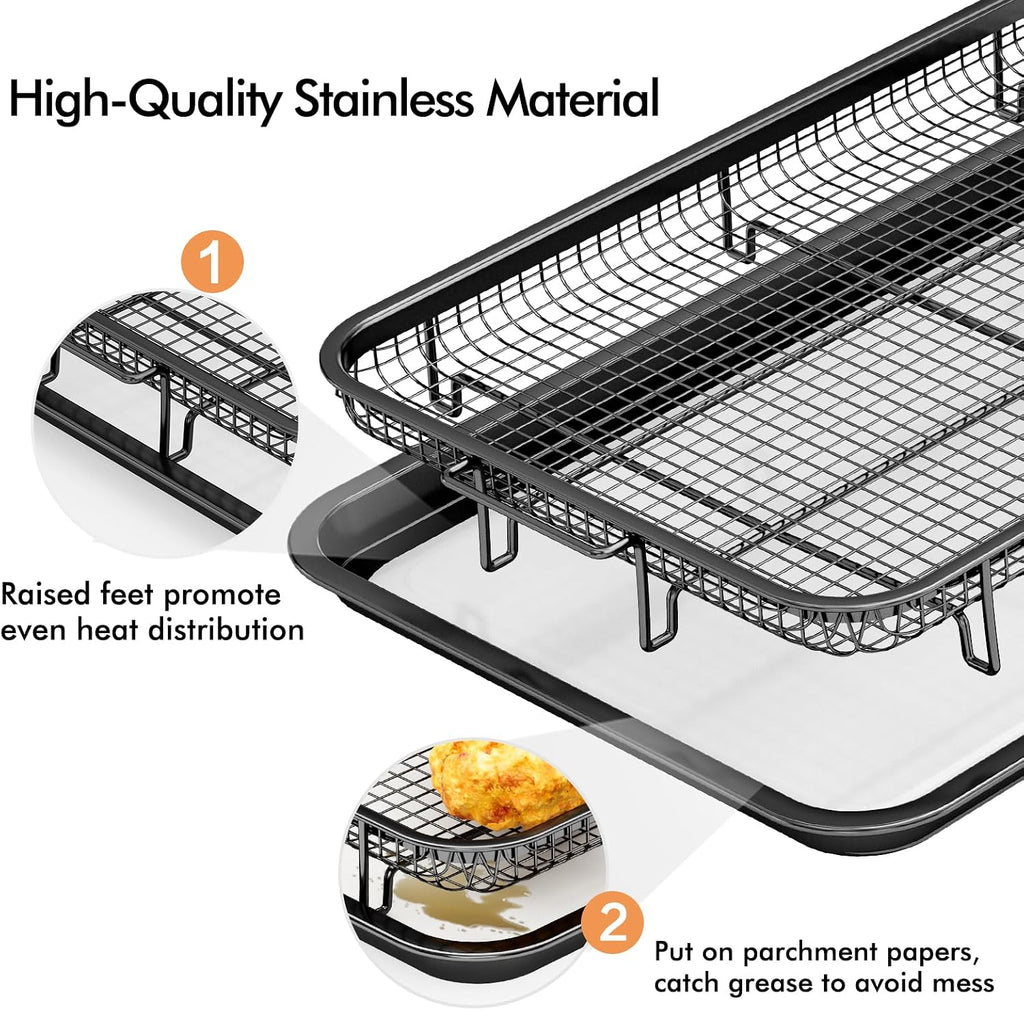 Air Fryer Basket for Oven, 2 Set Oven Air Fryer Basket and Tray For Cooking | with 60 Sheets Parchment Papers,THORSES