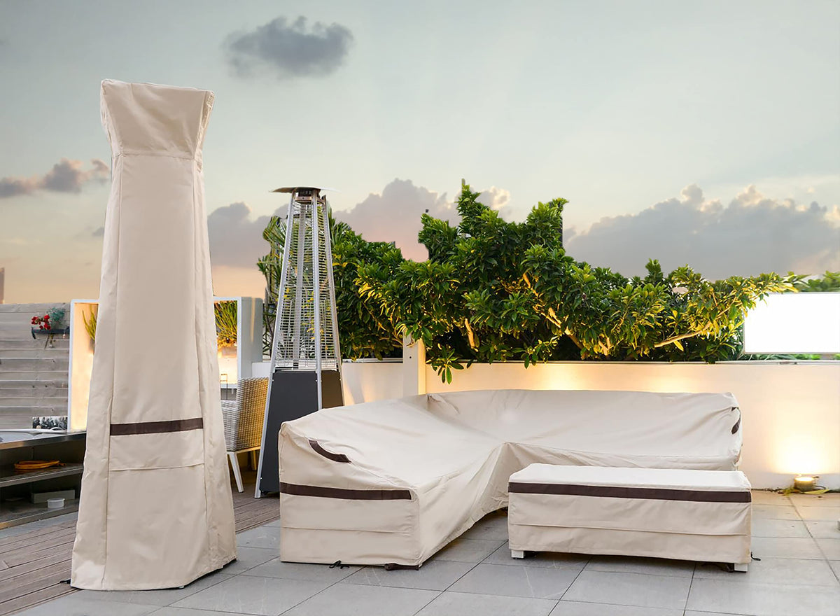 Patio Heater Cover with Zipper, Outdoor Pyramid Stand Up Patio Heater Covers Wateproof 22''L x 22''W x 89''H