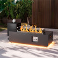 2-Piece 42" Rectangular Propane Fire Pit Table for Outside Patio 50,000 BTU