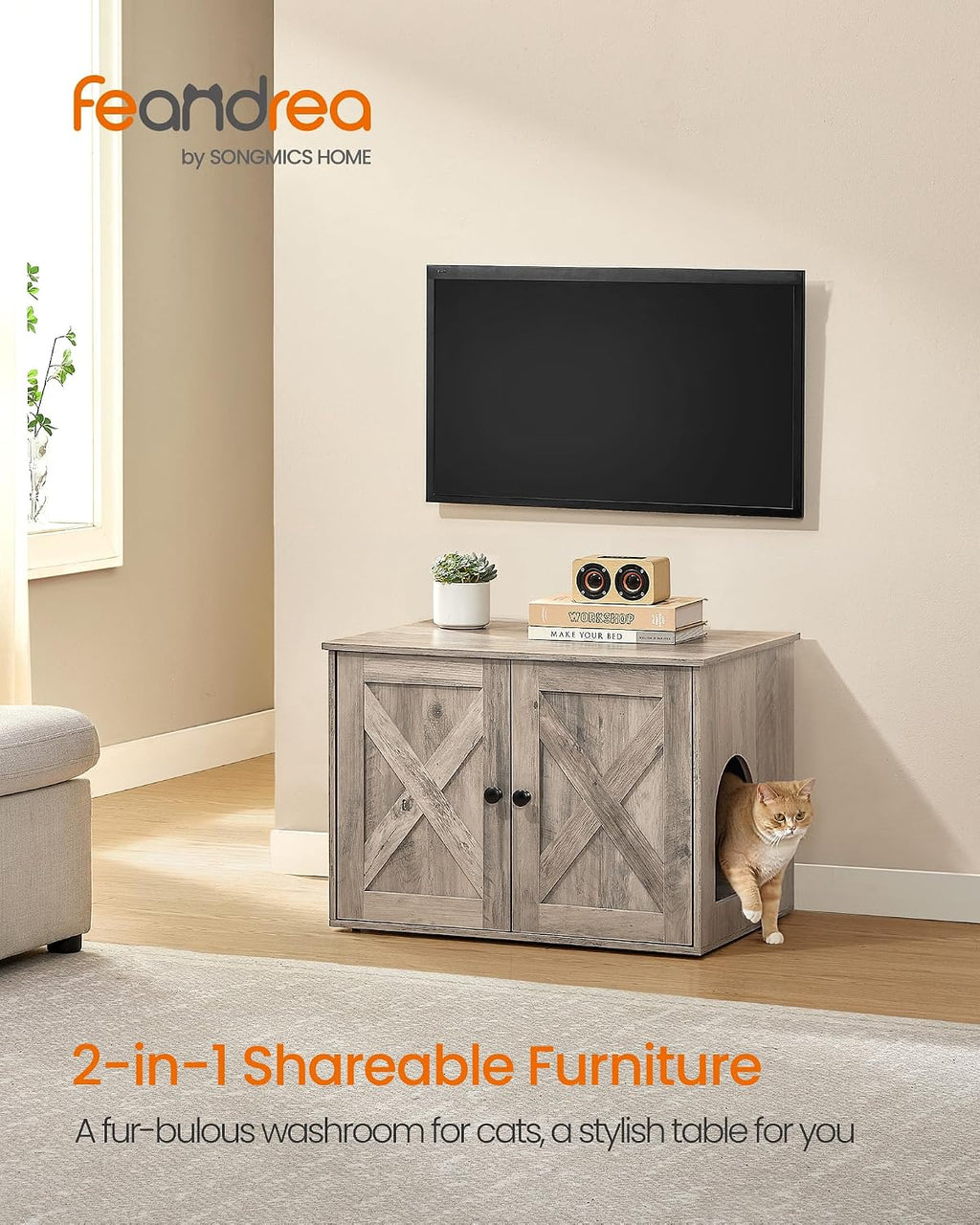 Cat Litter Box Enclosure, End Table, 27.6 x 19.7 x 19.7 Inches