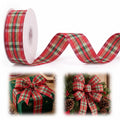 Christmas Red Plaid Wired Ribbon