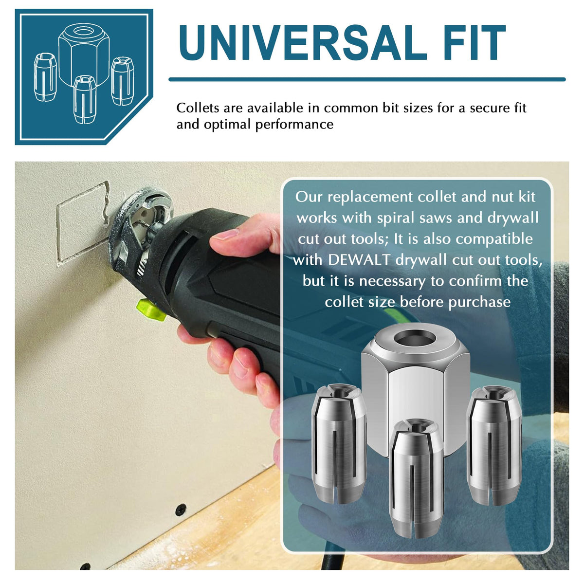 Dreyoo 1/8" Replacement Collet and Nut Kit Compatible with CN1