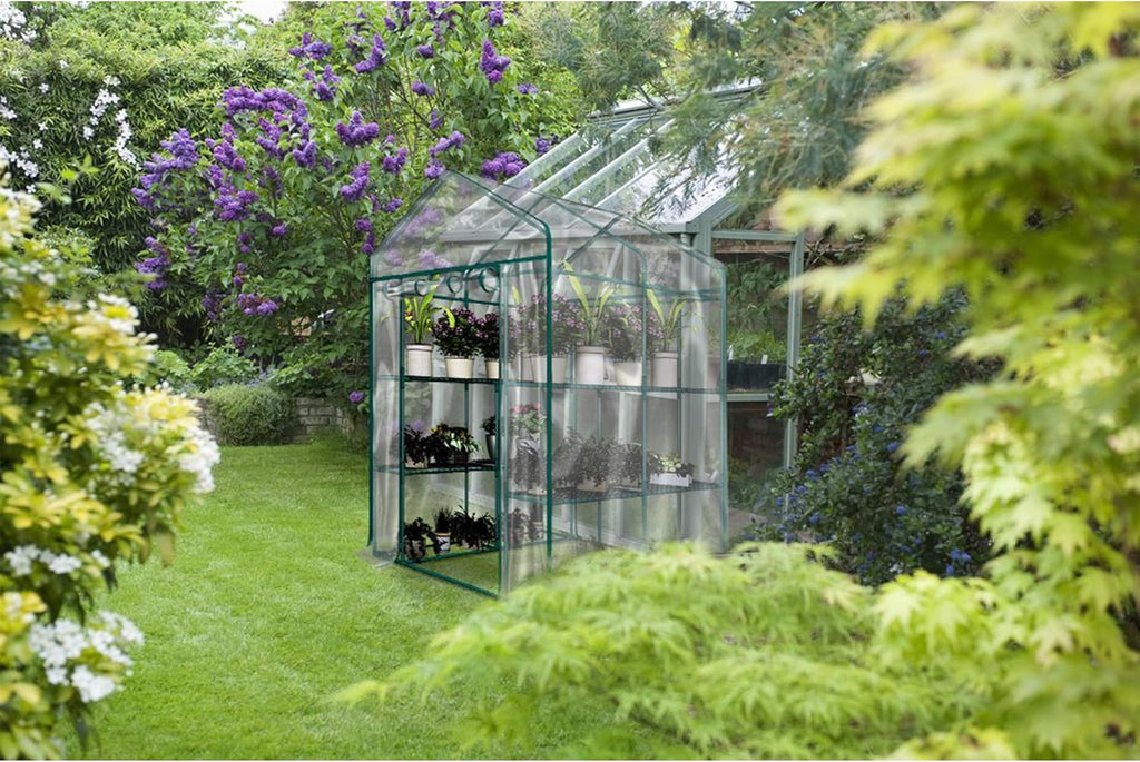 Greenhouse - Walk in Greenhouse with 8 Sturdy Shelves and PVC Cover for Indoor or Outdoor Use - 56 x 56 x 76-Inch