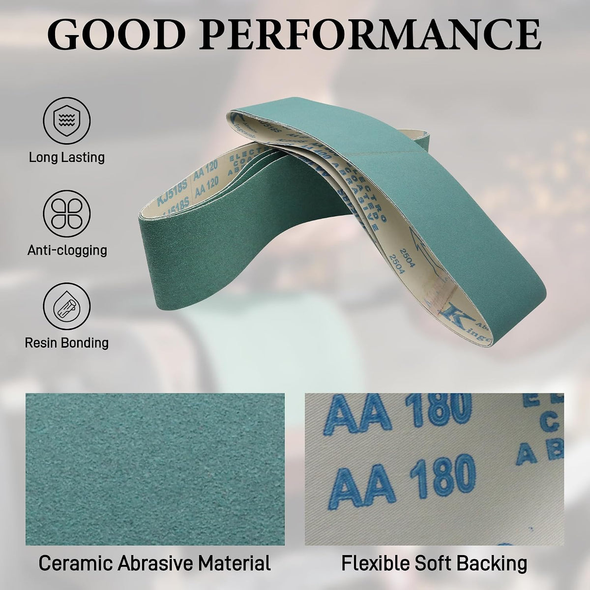 4 x 36 Ceramic Belt Sander Sanding Belts for Metal, 6 Pack