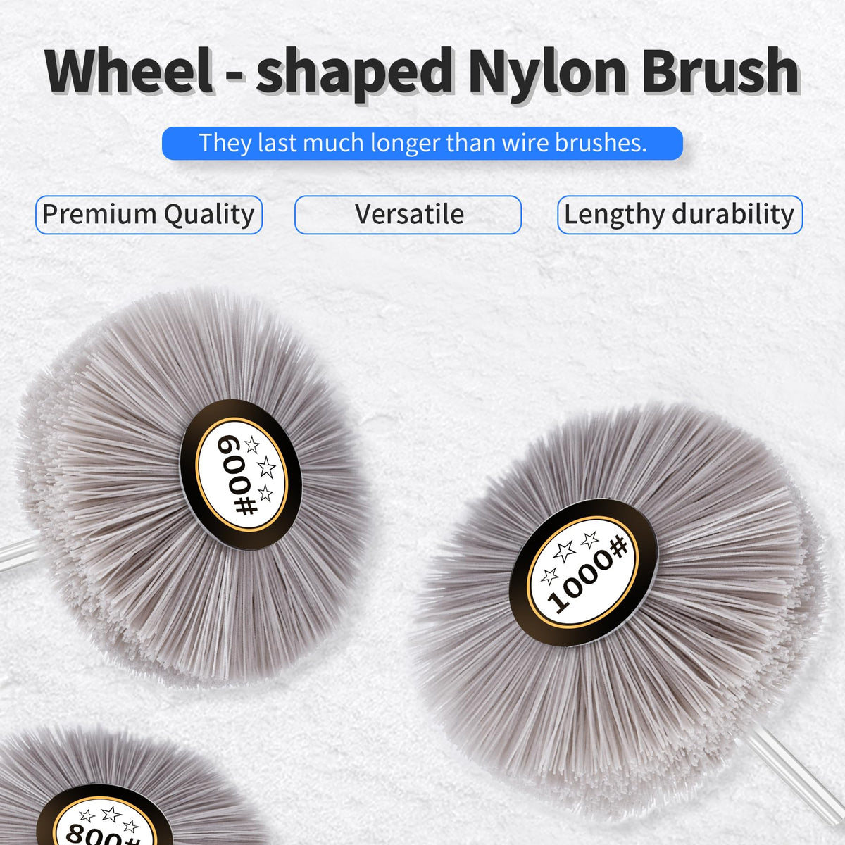 Focmkeas Nylon Wheel Brush, 1000 Grit, 6mm Shank